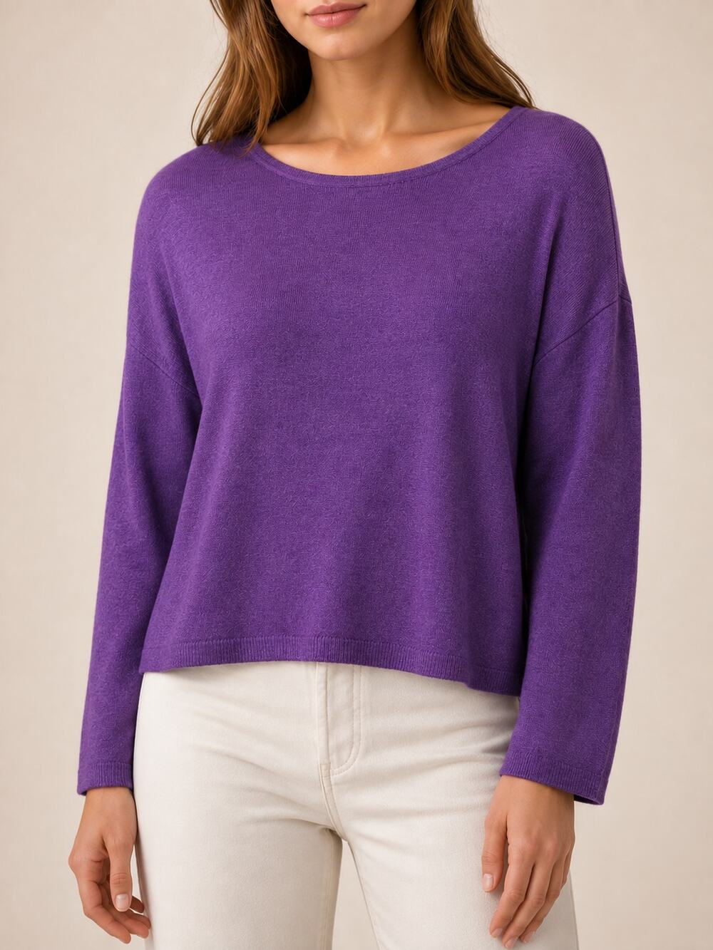 Eileen Fisher Merino Wool Sweater Womens XXS Viola Purple Knit Drop Shoulders